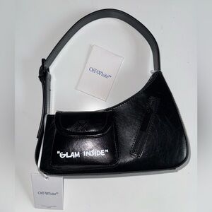 Off-White Jitney Black Leather 'Glam Inside' Shoulder Bag
